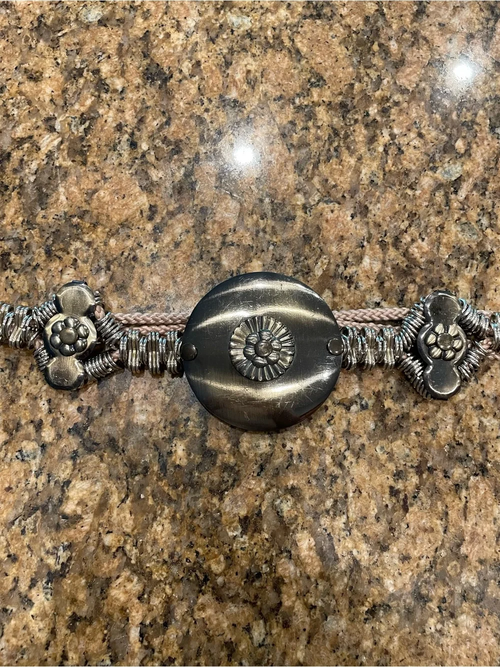 Silver-Tone Floral Concho Belt - Women's Adjustable Accent